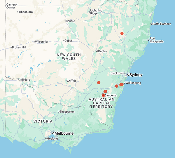 collecting locality map for 'Carnahan, J.'