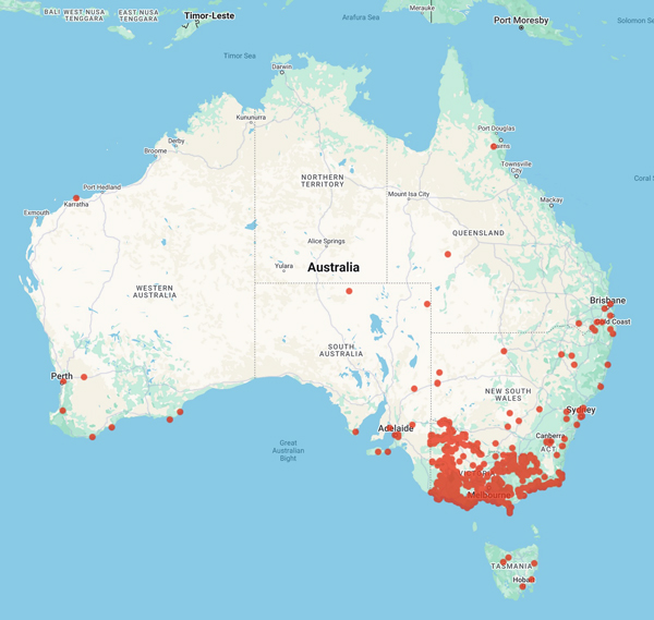 collecting locality map for 'Williamson, H.B.'