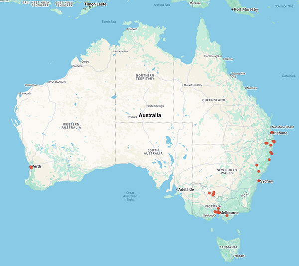 collecting locality map for 'Wright, F.S.'